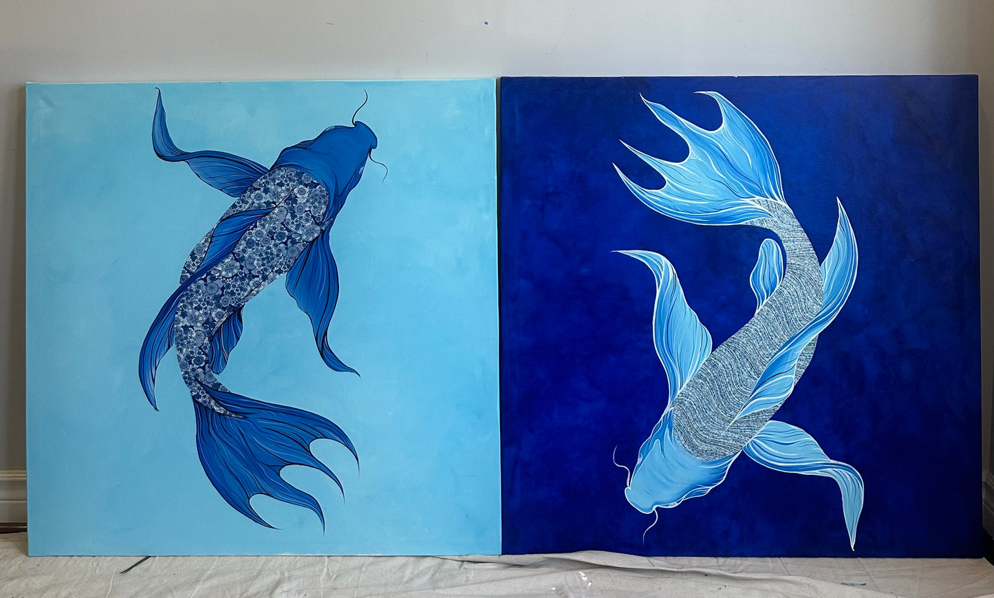 Yin n Yang Koi Fish 42X42” X 2