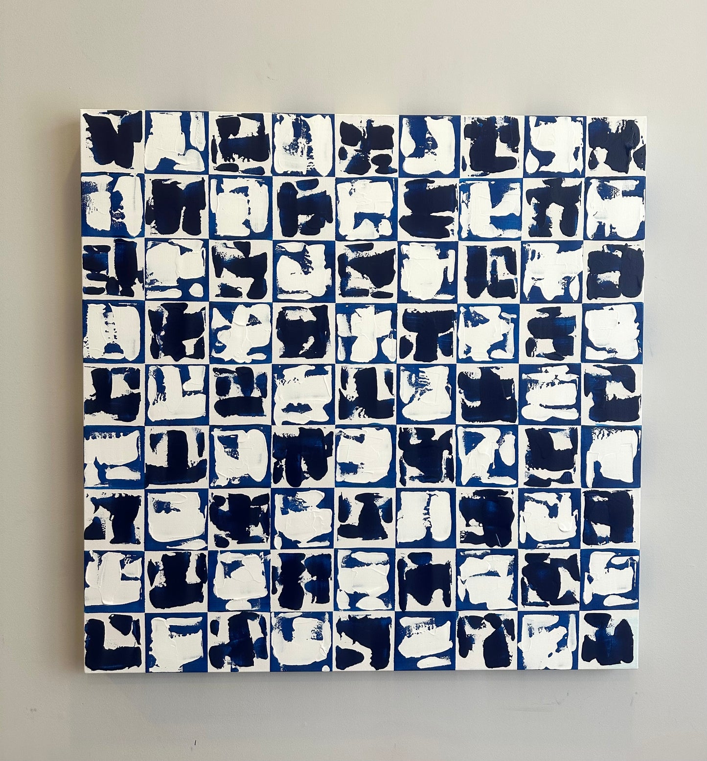 Blue and White Checkered 36x36”