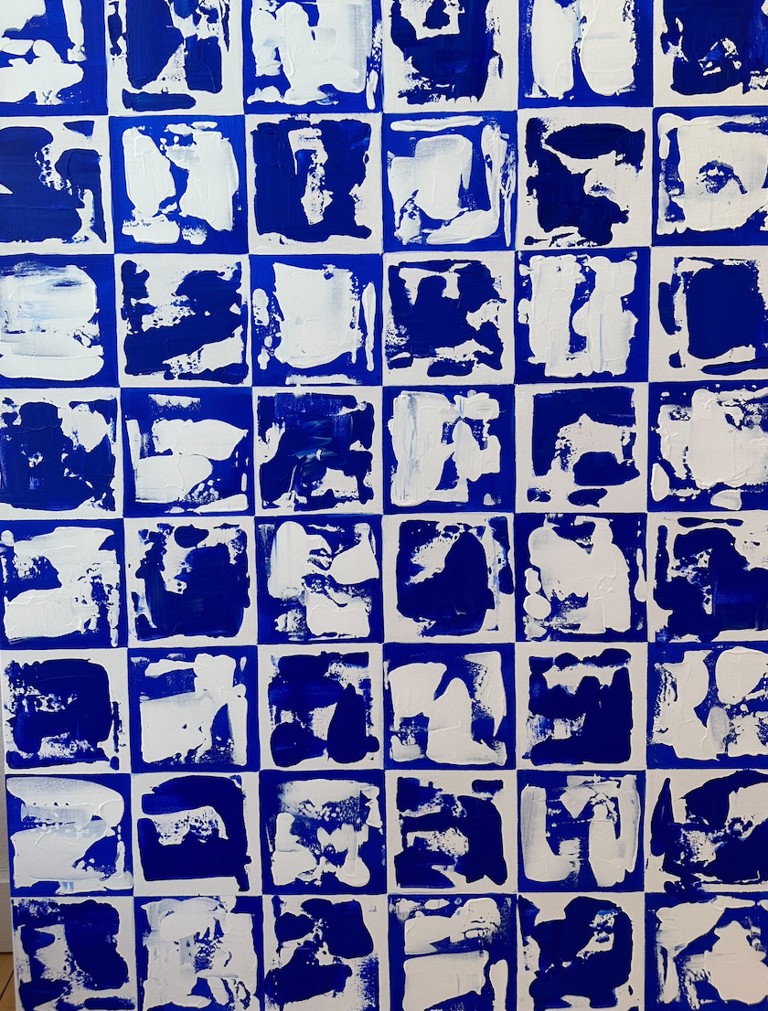 Blue and White Checkered 30X40"