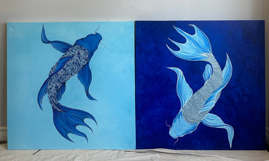 Yin n Yang Koi Fish 42X42” X 2